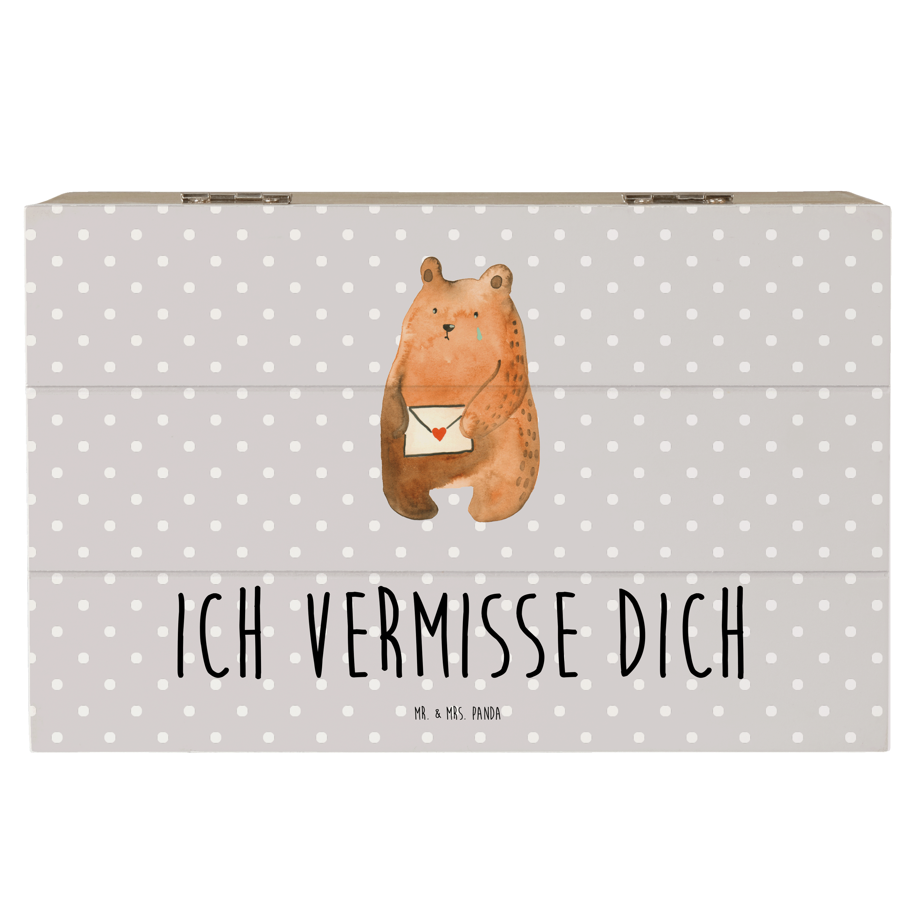 Holzkiste Bär Liebesbrief  - Geschenk Teddybär Sehnsucht Liebeskummer